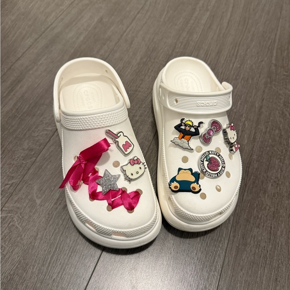 White Women's C rush Clogs with Charms - Picture 3 of 5